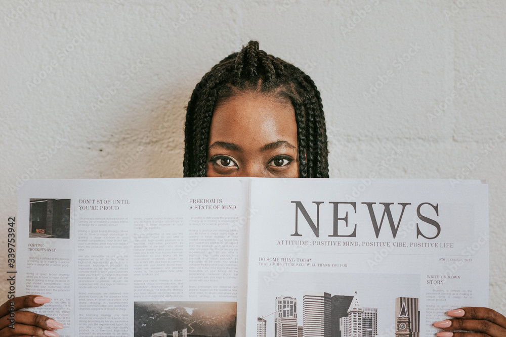 Woman reading the news