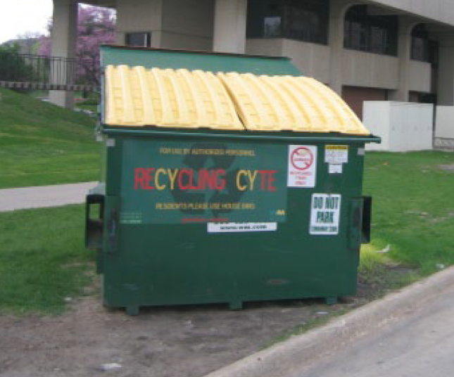 Iowa State recycling dumpster