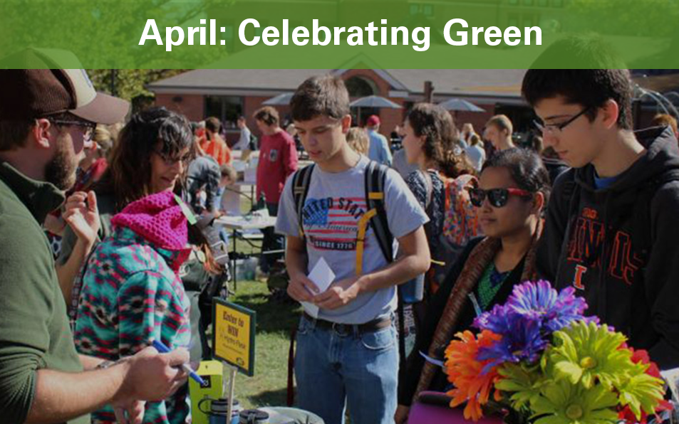 Students engaged in conversation during April's Celebrating Green Event. 