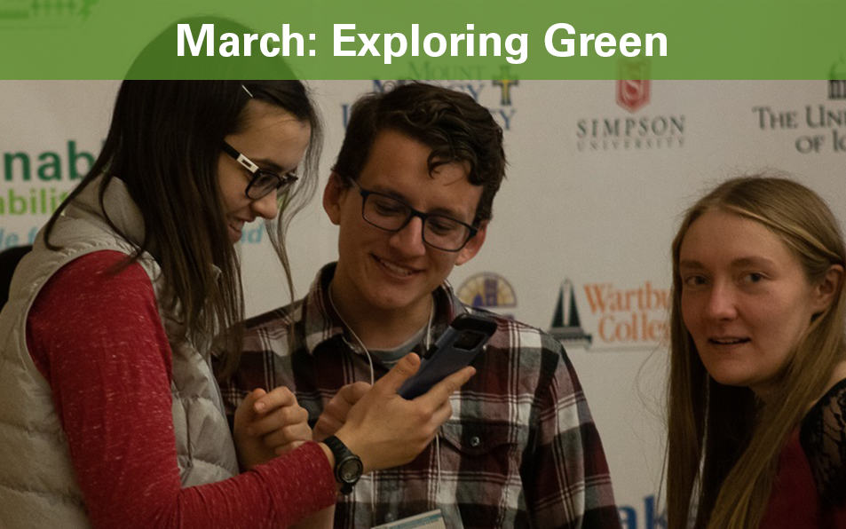 Students engaged in conversation during the March Exploring Green Event.