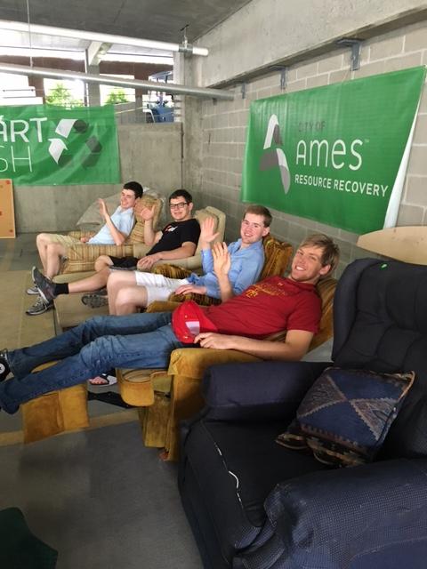 Volunteers find rest in reclining chairs at Rummage Rampage.