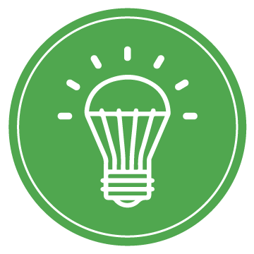 Green Circle Icon with Light bulb in center