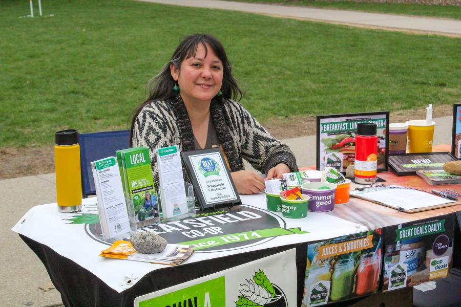 Wheatsfield a grocery coop in Ames hosted a table at the Earth day event. 
